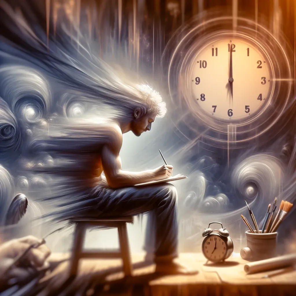 Ilustração de uma pessoa totalmente concentrada, representando o estado de flow
