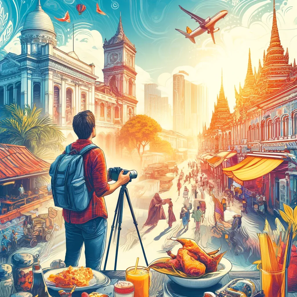 Turista explorando ruas e museus durante uma viagem a uma cidade próxima